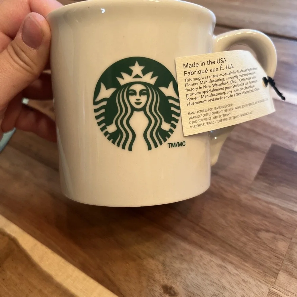 2013 Starbucks Coffee Mug Made in USA Siren Mermaid Logo  Large 14oz D Handle
